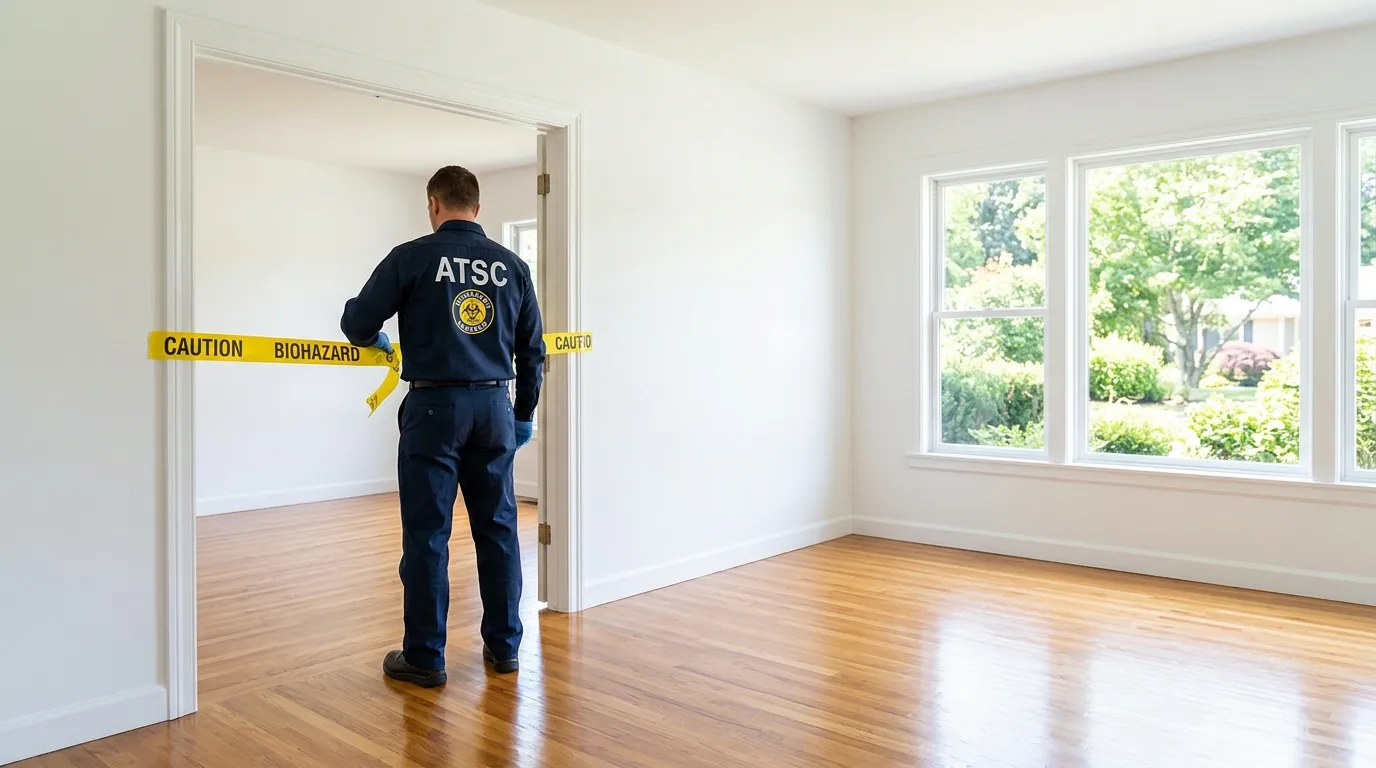 Certified biohazard cleanup crew performing Decomposition Cleanup in The Crossings